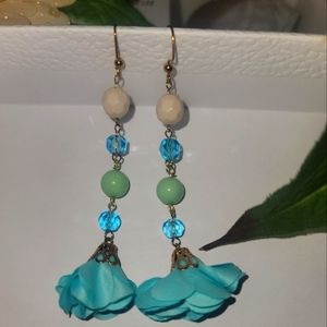 New Handmade earrings are made of blue glass stones with a very pretty aqua blue